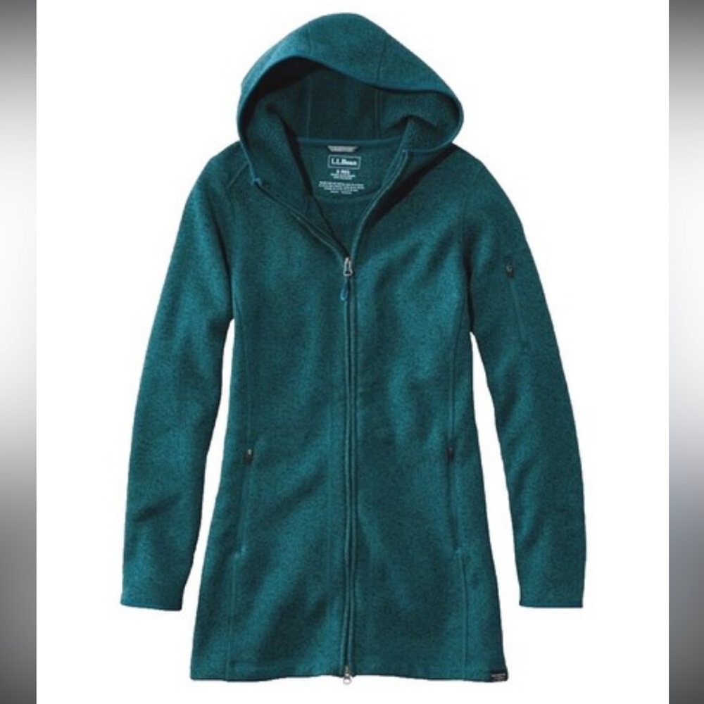 LL Bean Women’s Sweater Fleece Coat full‎ Zip Teal size XL Petite